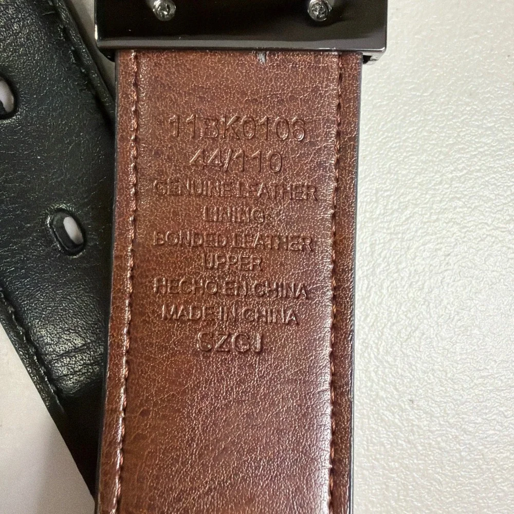 Mens Reversible Leather Belt Black Brown Gunmetal Buckle 44 11BK0106